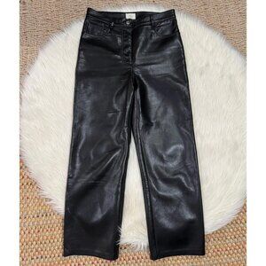 Aritzia Wilfred Melina Cropped Pant Black Vegan Faux Leather SMALL $148